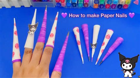 How to make Paper Nails Tutorial *easy diy* paper nails diy tutorial 💅 paper craft / Sanrio ...