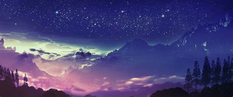 Purple Anime Night Sky Wallpapers - Wallpaper Cave