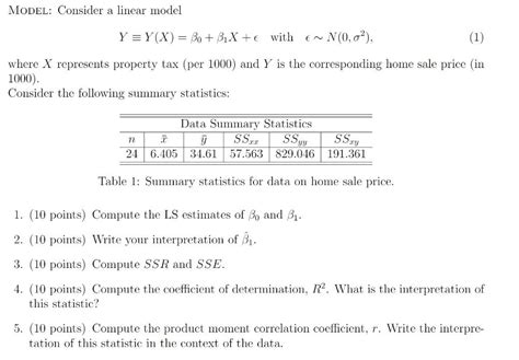 Solved Model: Consider a linear model Y≡Y(X)=β0+β1X+ϵ with | Chegg.com