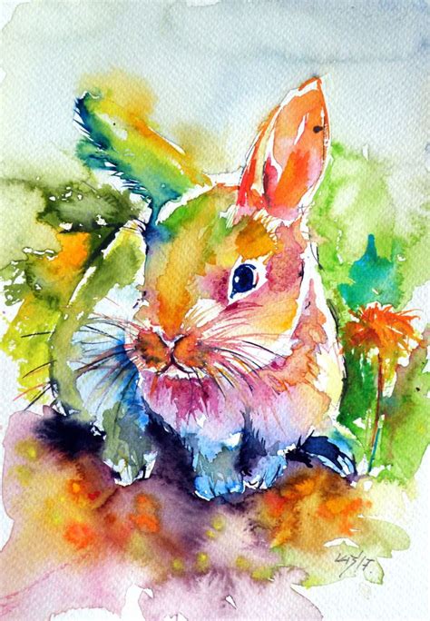 Cute Rabbit, Painting by Anna Brigitta Kovacs (KAB) | Artmajeur | Watercolor paintings, Rabbit ...