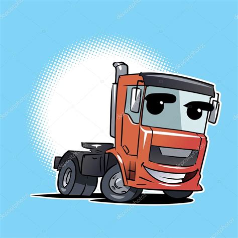 Tractor trailer truck cartoon character — Stock Vector © natashin #83059534