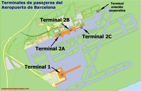 Map of Barcelona airport, location, directions, terminals, etc.