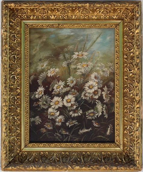 Antique floral original oil painting daisies circa late 1800s | Etsy