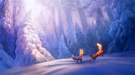 🔥 Download Wallpaper Forest Fox Snow Winter Digital Art Daylight by @gcastaneda79 | Winter ...