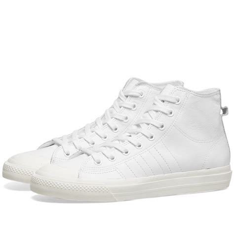 Adidas Originals White Nizza Hi Rf Leather Sneakers | ModeSens | Leather sneakers, Minimal shoes ...