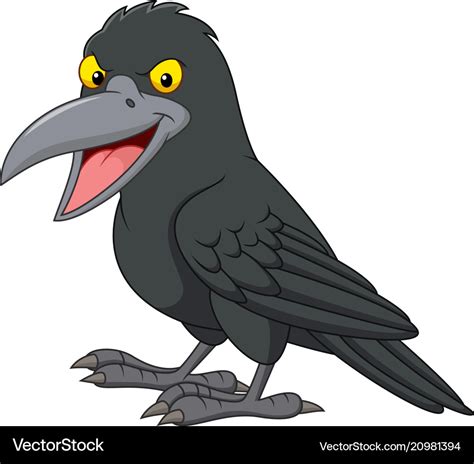 Cartoon crow isolated on white background Vector Image