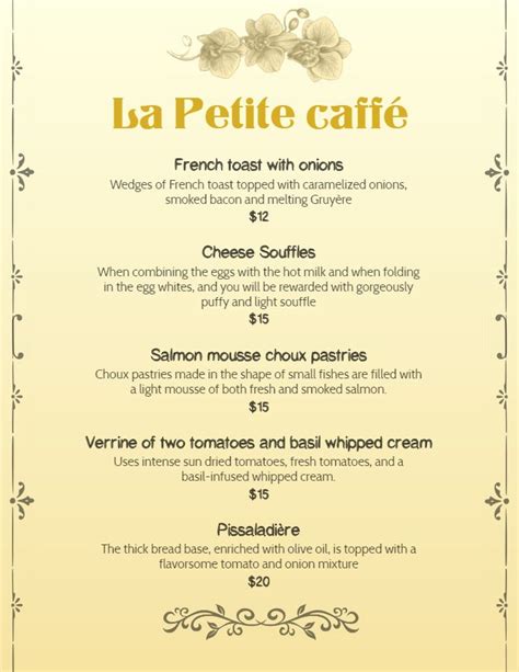 French cafe breakfast menu template design | French cafe menu, Menu ...