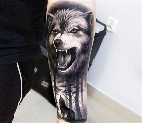 Angry Wolf Face Tattoo