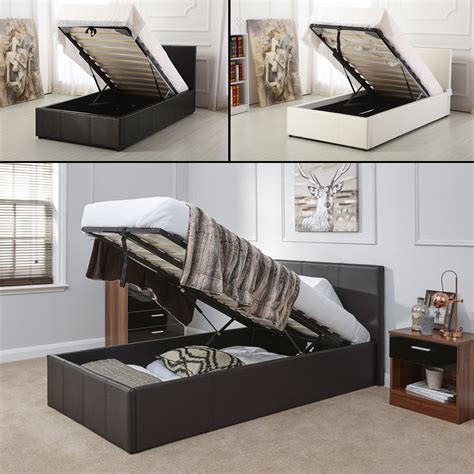 Single Leather Ottoman Storage Bed - Soft Touch Beds