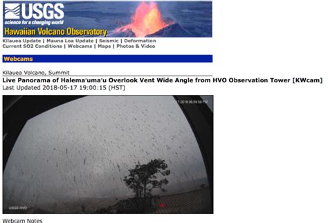 USGS webcam footage of Kilauea Volcano eruption on Hawaii Island