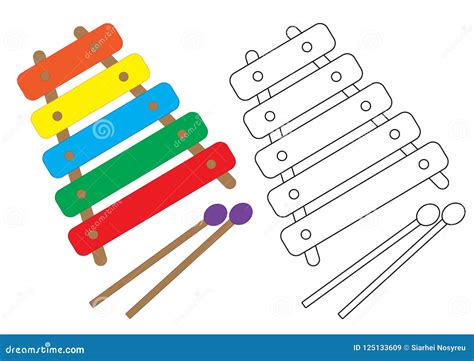 Xylophone Colorful and in Black with White Colors, Coloring Page Stock Vector - Illustration of ...