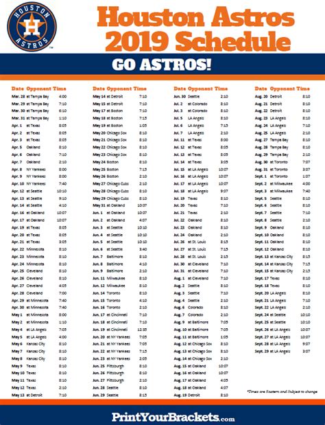 Houston Astros Schedule Printable - Printable Word Searches