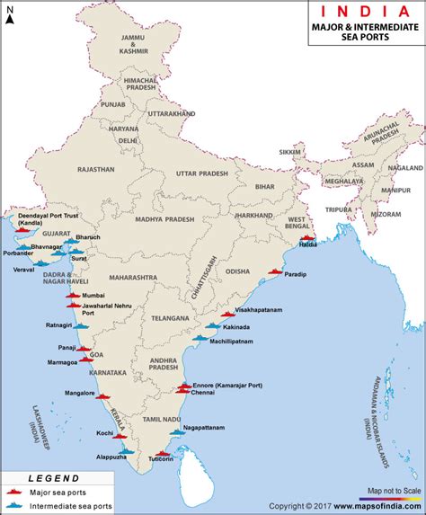 Major Sea Ports Map, Seaports in India | Ports in india, Geography map, India world map