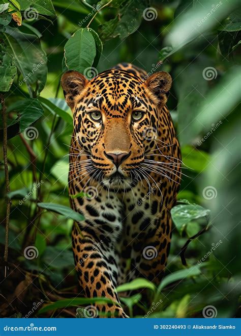 A leopard in the jungle stock illustration. Illustration of jaguar - 302240493