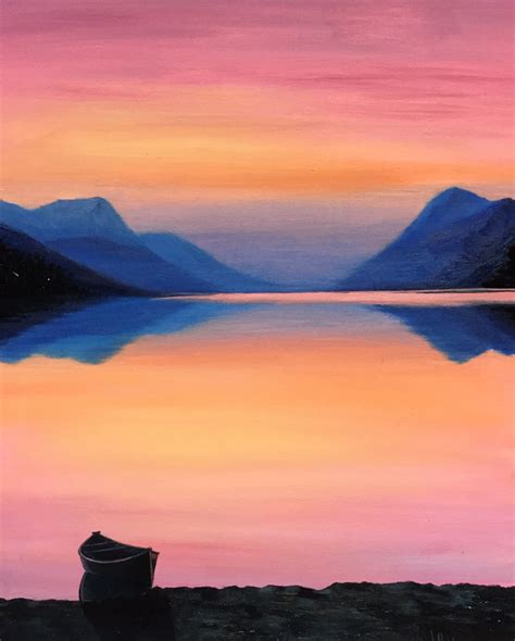 $300 Pink sunset. Original art, oil painting on canvas by Elena Whitman ...