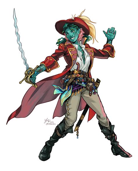 [OC] [Art] Water Genasi Swashbuckler Rogue (backstory in comments!) : r/DnD