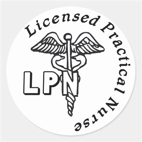 CADUCEUS LPN LOGO LICENSED PRACTICAL NURSE CLASSIC ROUND STICKER ...