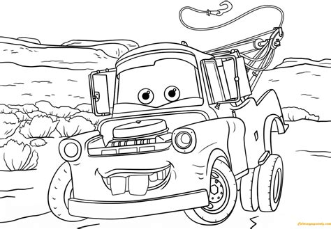 Tow Mater from Cars 3 from Disney Cars Coloring Pages - Cartoons ...