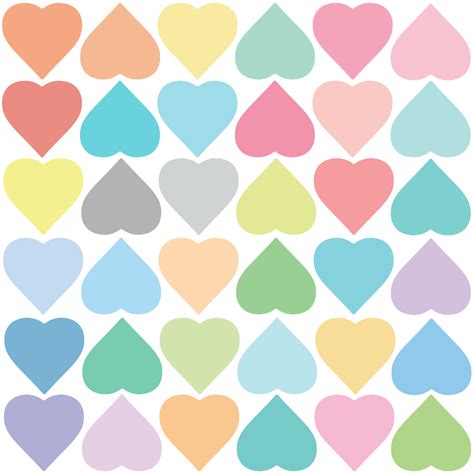 36 Multicolor Sorbet Pastel Hearts Wall Decals