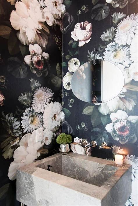 Bold Floral Bathroom Wallpaper - Interior Style