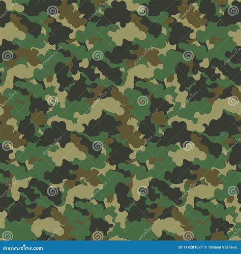 Green Color Abstract Camouflage Seamless Pattern Vector Background. Modern Military Style Camo ...