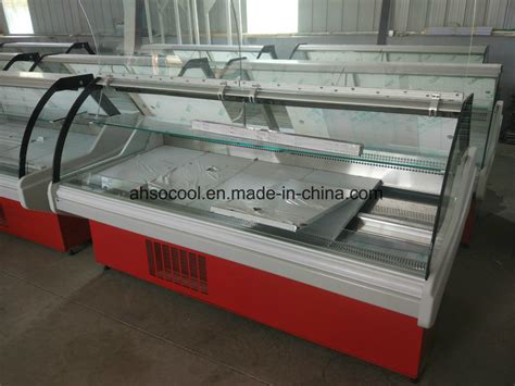 Butcher Shop Meat Display Cabinet with Back Storage - China Meat Display Cabinet and Supermarket ...