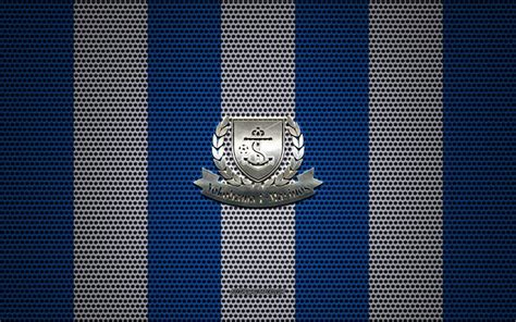 Download wallpapers Yokohama F Marinos logo, Japanese football club, metal emblem, blue white ...