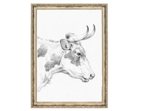 Cow Sketch Vintage Wall Art Farmhouse Artwork Vintage - Etsy