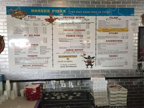 Menu at Bosses Pizza, Wings & Burgers New Braunfels pizzeria, New Braunfels, 263 TX-337 Loop