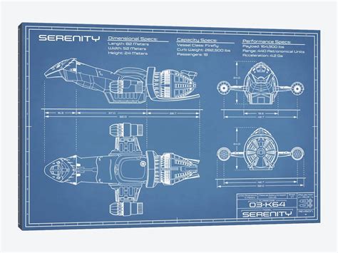 Serenity Firefly Spaceship Bluep - Canvas Wall Art | Action Blueprints