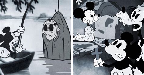 Artist Imagines Iconic Horror Characters In Classic Disney’s Mickey Mouse (15 Pics) | Bored Panda