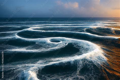 Mysterious waves forming at sea Stock Illustration | Adobe Stock