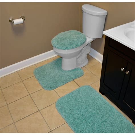 Garland Rug Serendipity Spa Shag Soft & Plush Sea Foam 3 Piece Bathroom ...