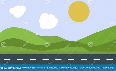 2d Landscape with Road and Blue Sky. Nature Background Stock ...