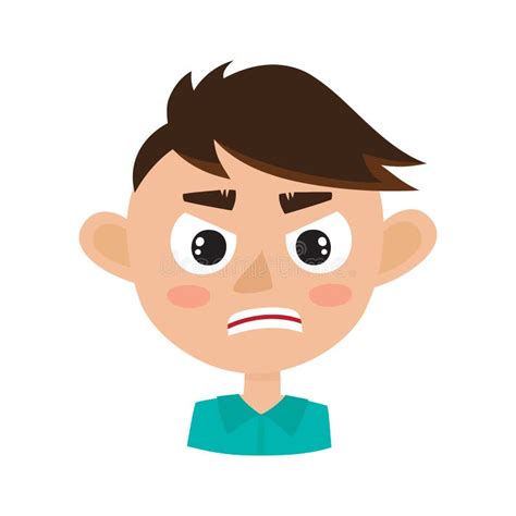 Boy Angry Face Expression, Cartoon Vector Illustrations Isolated on White. Stock Vector ...