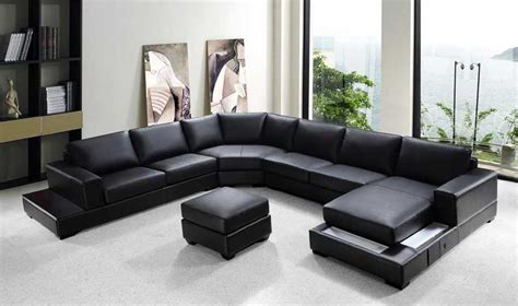 VG-RZ Modern Black Sectional Sofa | Leather Sectionals