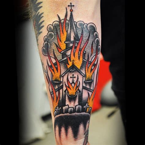 20 Controversial Burning Church Tattoos!! • Tattoodo