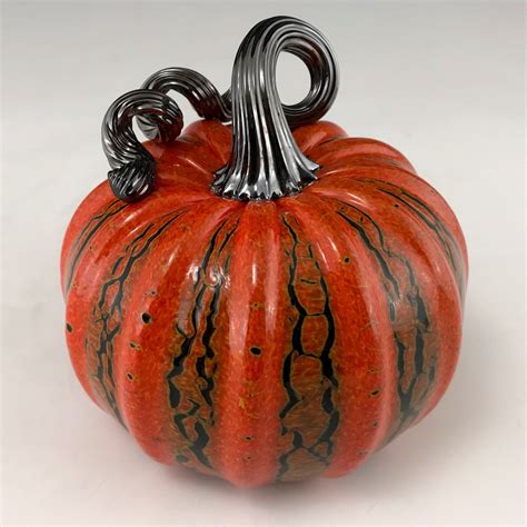 Medium Crackle Pumpkin by Leonoff Art Glass (Art Glass Sculpture) | Artful Home | Glass art ...