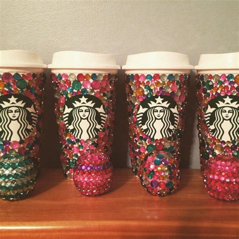 DIY bejeweled Starbucks reusable cups and EOS. | Diy cups, Reusable cups, Diy