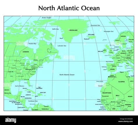 Atlantic ocean map america hi-res stock photography and images - Alamy