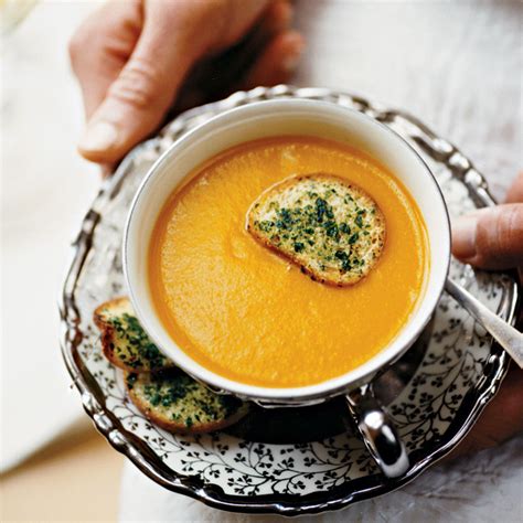 Creamy Winter Squash Soup with Herbed Crostini Recipe | Martha Stewart