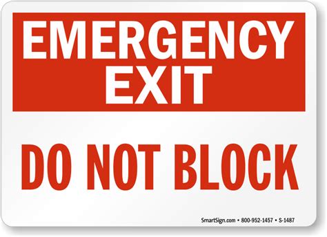 Emergency Exit Do Not Block Sign, SKU: S-1487