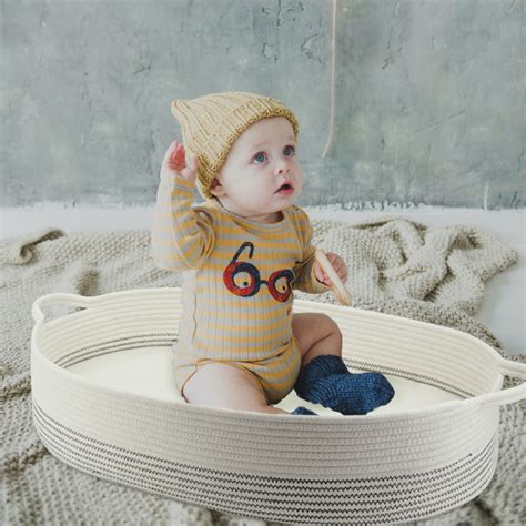 New Baby Gift Mose Basket Baby Changing Table Handmade Woven Cotton Rope Moses Basket - Buy Baby ...