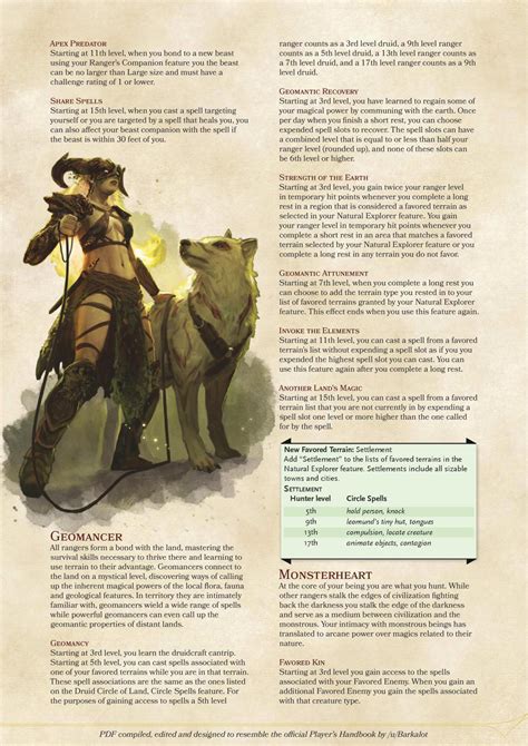 DnD 5e Homebrew — Ranger Edit and Subclasses by coolgamertagbro