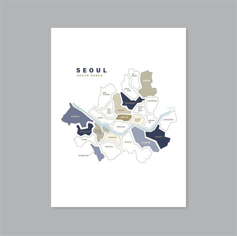 Seoul Neighborhood Map Printable Seoul Map Seoul Korea - Etsy