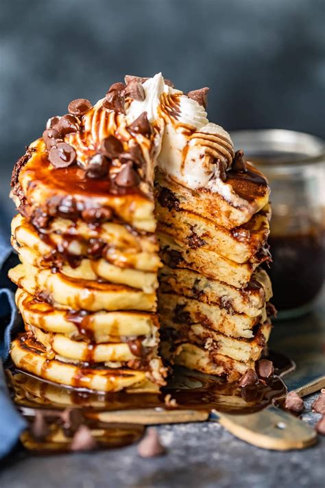 Chocolate Chip Pancakes Recipe with Chocolate Syrup - (VIDEO!!)