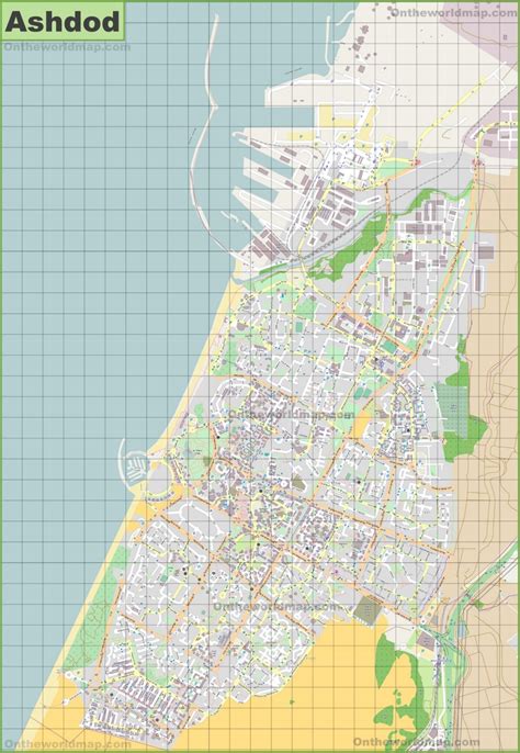 Large detailed map of Ashdod