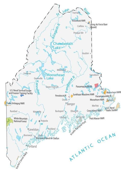 Maine State Map - Places and Landmarks - GIS Geography