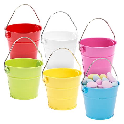 6 Pack Mini Buckets with Handles for Kids, Small Metal Buckets for ...