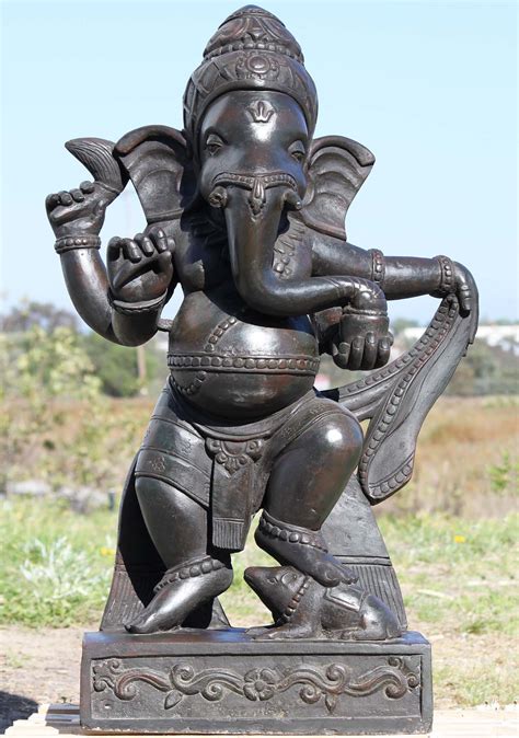 SOLD Stone Dancing Garden Ganesh Statue 42" (#96ls270): Hindu Gods ...